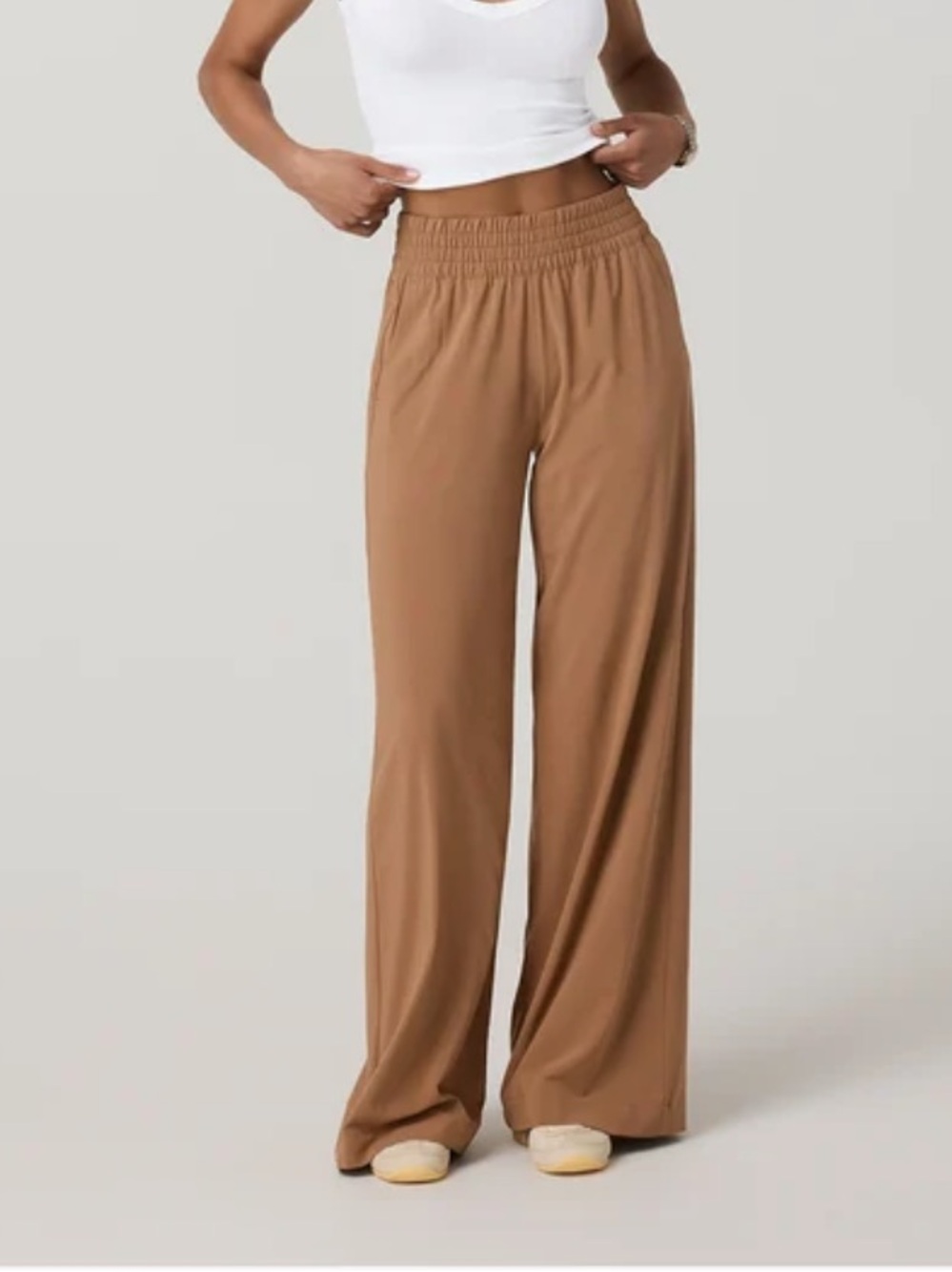 Vuori villa wide leg pant in tobacco brown
